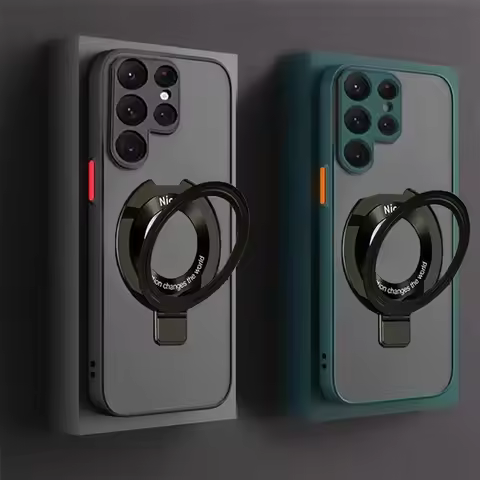 Magnetic holder Matte Translucent Shockproof Case For Samsung Galaxy S24 S23 S22 S25 Ultra Plus S20 S21 FE For Magsafe Cover