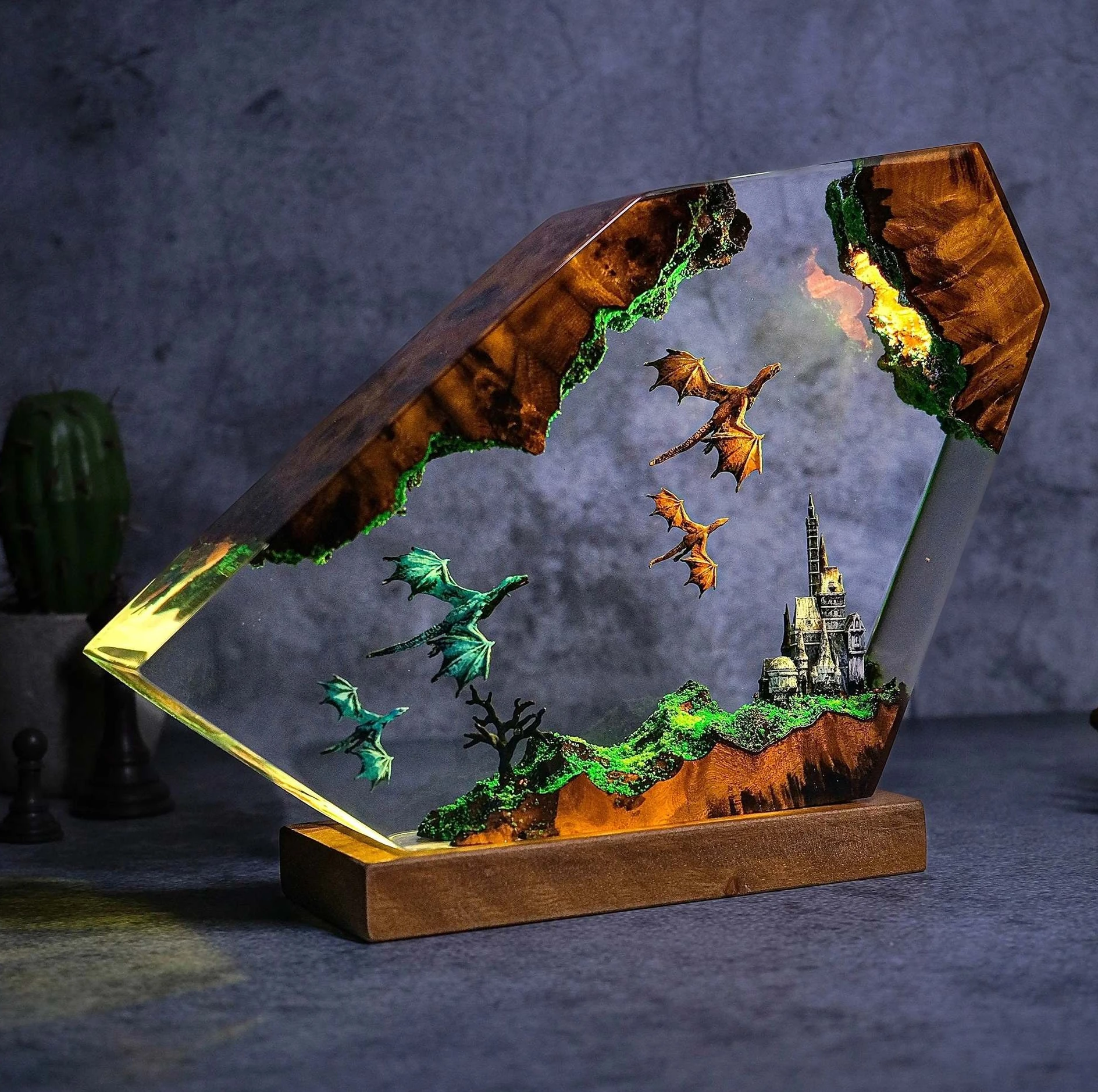 Resin Art Craft - Luminária de Mesa Temática Castelo Medieval