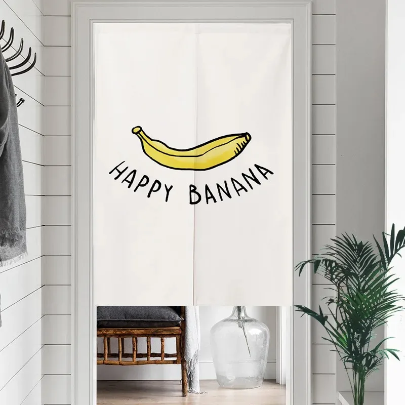 VIKAMA Happy Banana Door Curtain, Fun Alphabet Print Japanese-Style Door Curtain, Bathroom Privacy Curtain, Home Decor