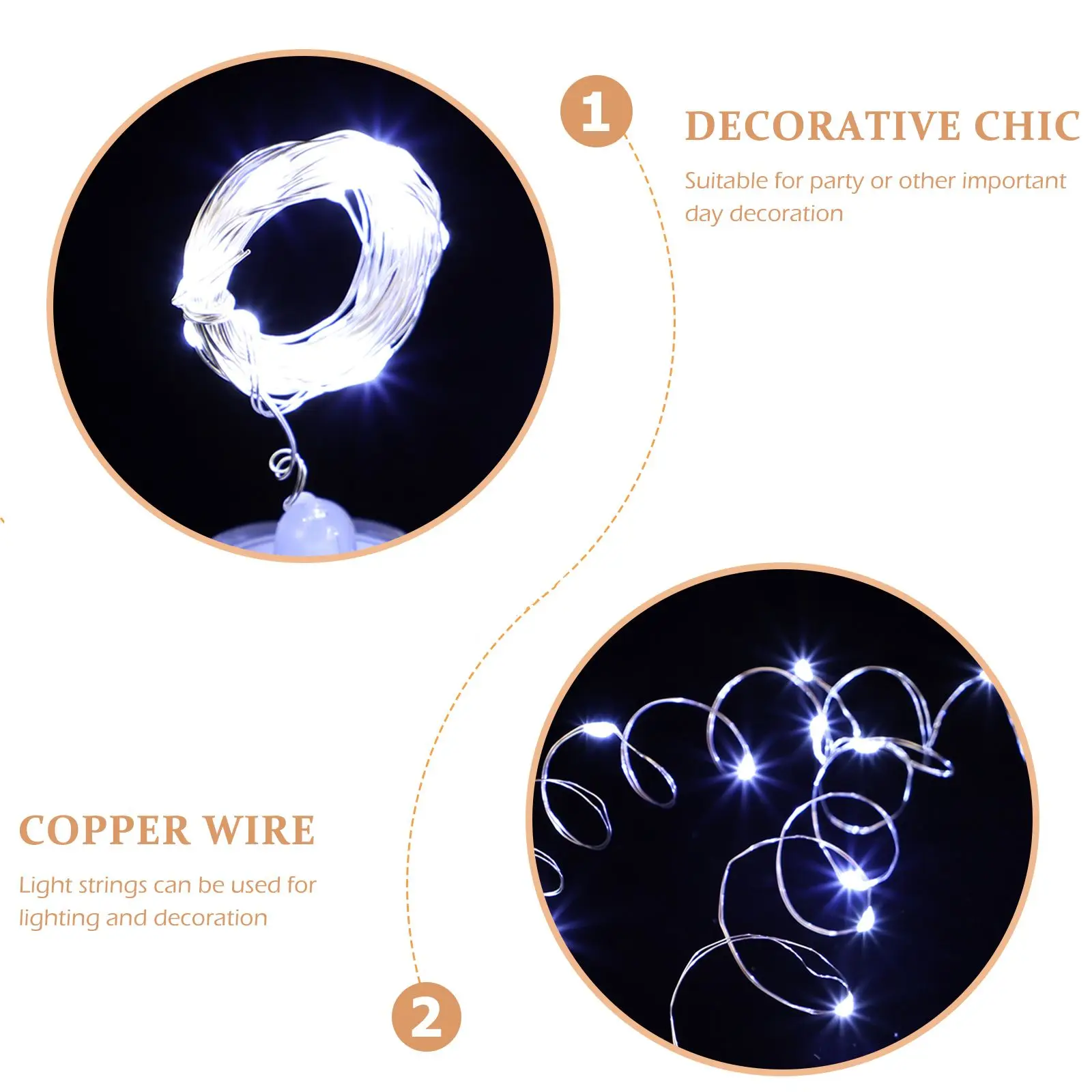 6 Pcs Copper Wire Light String Creative Shape Lights LED Submersible Multi-functional Button Plastic