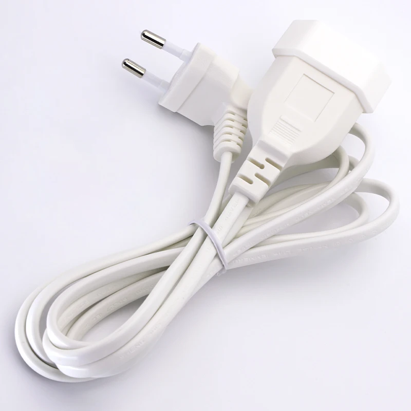 Europea 90 Degree Male Plug To Female Socket Power Extension Cable For PC Computer PDU 0.3m/0.6m/1.8m EU 2Prong Bend Angled Cord