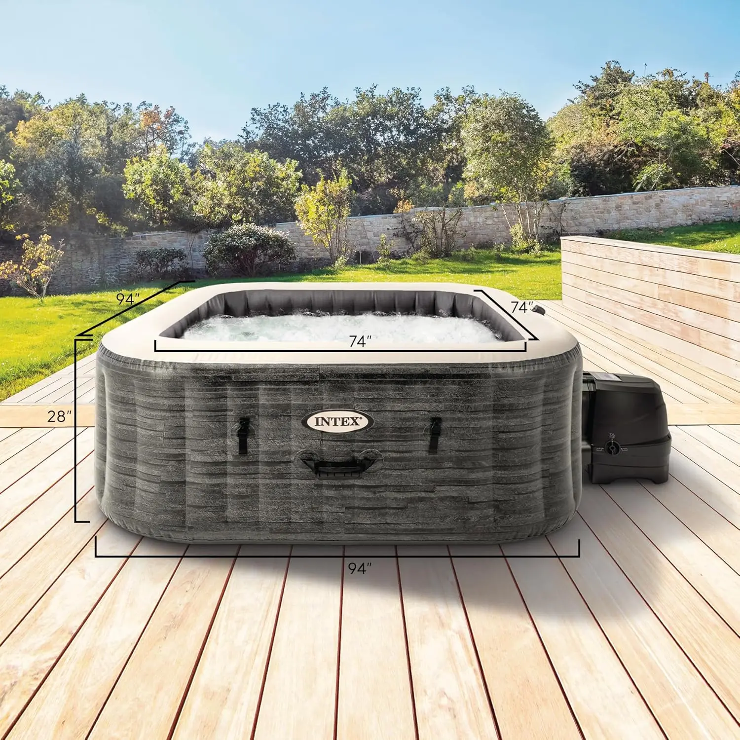 Deluxe Spa Set Includes Energy Efficient Spa Cover and Wireless Control Panel-Built-in Inflation System–6 Person Capacity