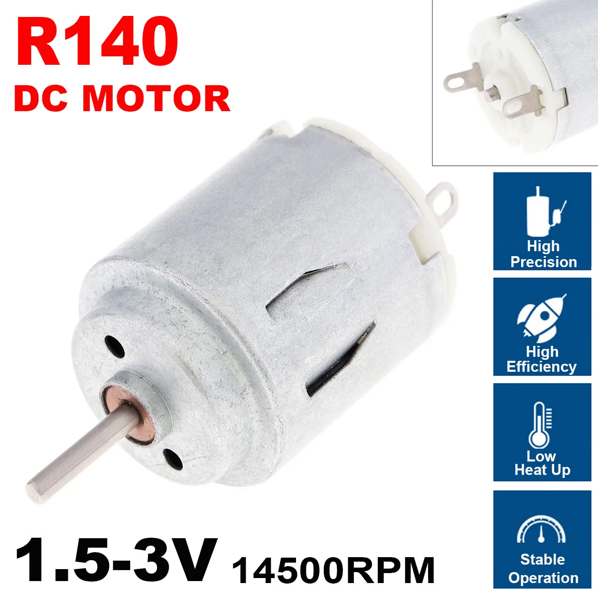 R140 DC Motor 1.5-3V 1.34W 14500rpm Solar Fan Motor Electric Toothbrush Motor with Brass Brush for DIY Toys Hobbies/Household