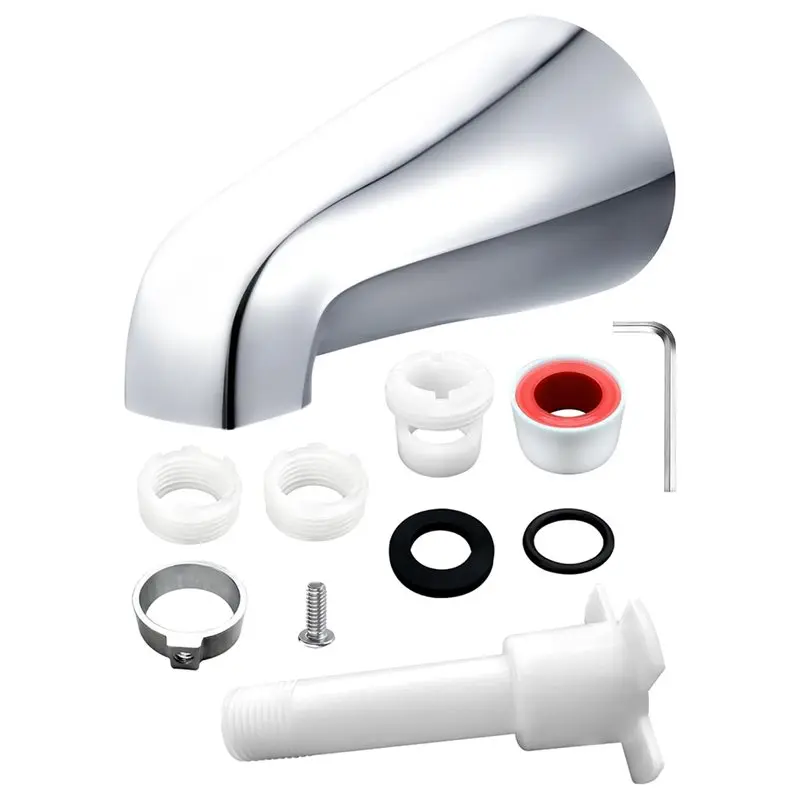 

ABZV-Faucet Replacement With 5 In 1 Adapter Universal Tub Spout For Bathtub No Diverter Needed Fits 1/2", 3/4" IPS Thread