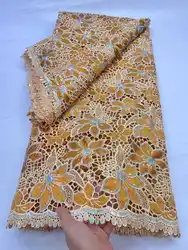 Latest African Guipure Cord Lace Fabric 2026 Style Nigerian Water Soluble Lace Fabrics 5 Yards for Wedding Party HD