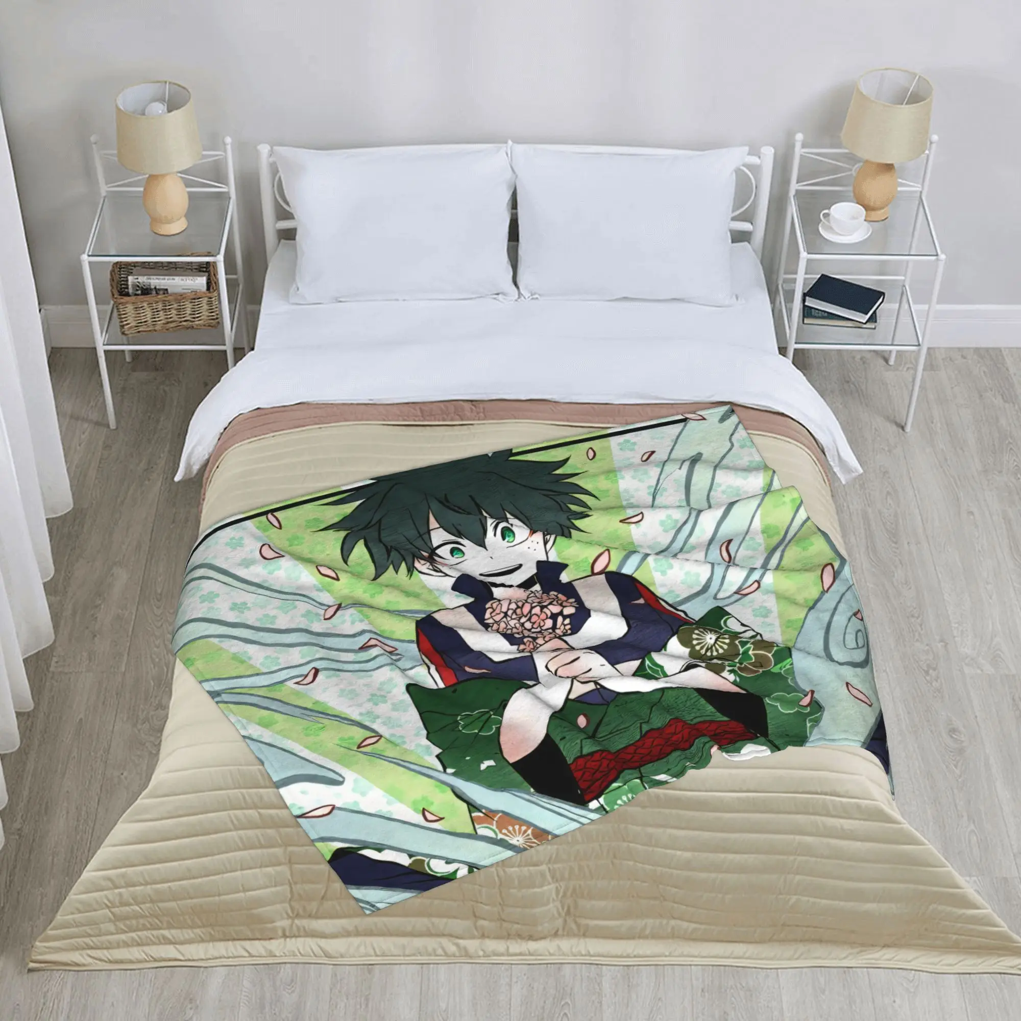 My H-Hero A-Academia Anime Blankets Velvet  Print Deku Izuku Midoriya Lightweight Thin Throw Blanket for Bed Bedding Throws