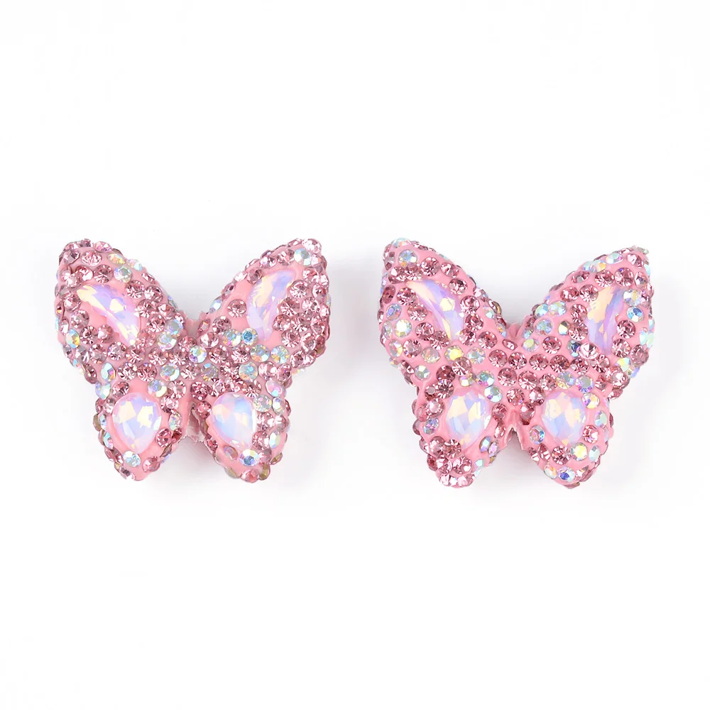 2PCS Handmade Butterfly Round Flower Ball Heart shaped Bead Jewelry Making DIY Mobile Phone Chain Bead Pen Necklace Accessories