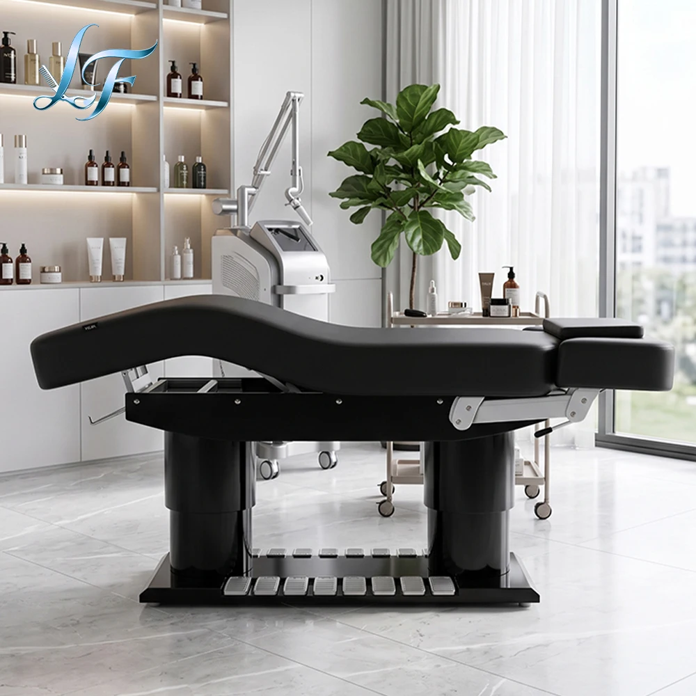 Electric Beauty Lash Bed With 4 Motors Curved Facial Massage Table For Eyelash Salon Spa