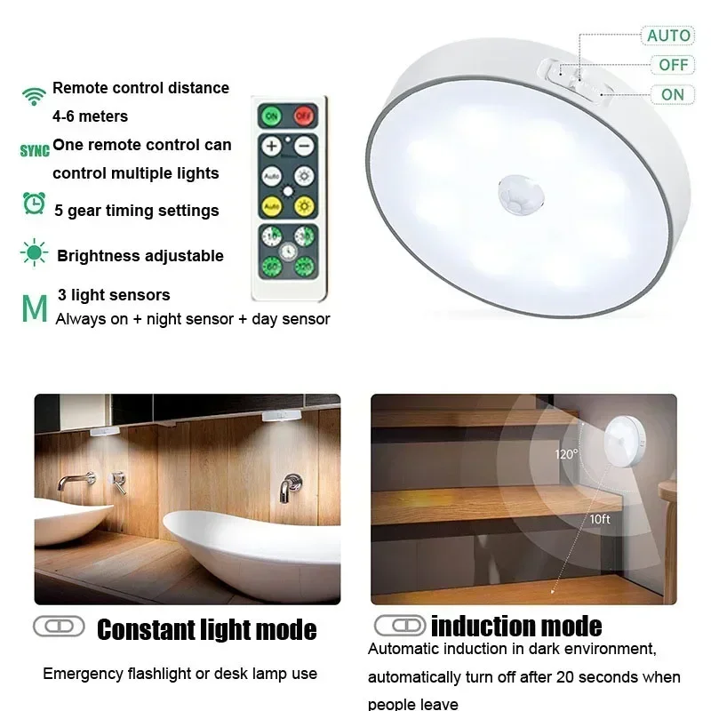 Xiaomi Night Lamp With Motion Sensor Rechargeable LED USB Wireless Light 3 Colors Remote Control For Room Bedside Table Kitchen