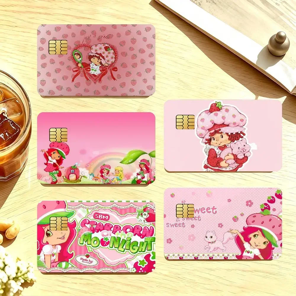 Cute S-Strawberry Cartoon S-Shortcake-S Credit Card Skin Stickers For Bank Card Bus Metro Cards Anti-Scratch Gift 4PCS