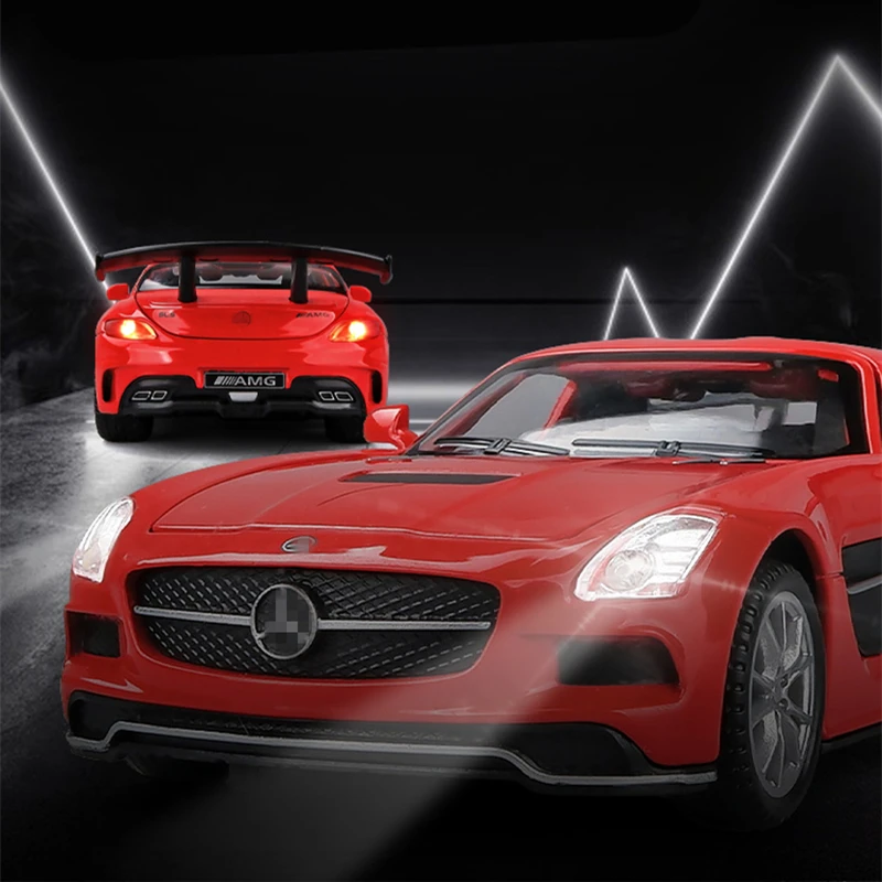 1:32 SLS AMG-GT Alloy Sports Car Model Diecast Metal Vehicles Car Model High Simulation Sound and Light Collection Toy Gift