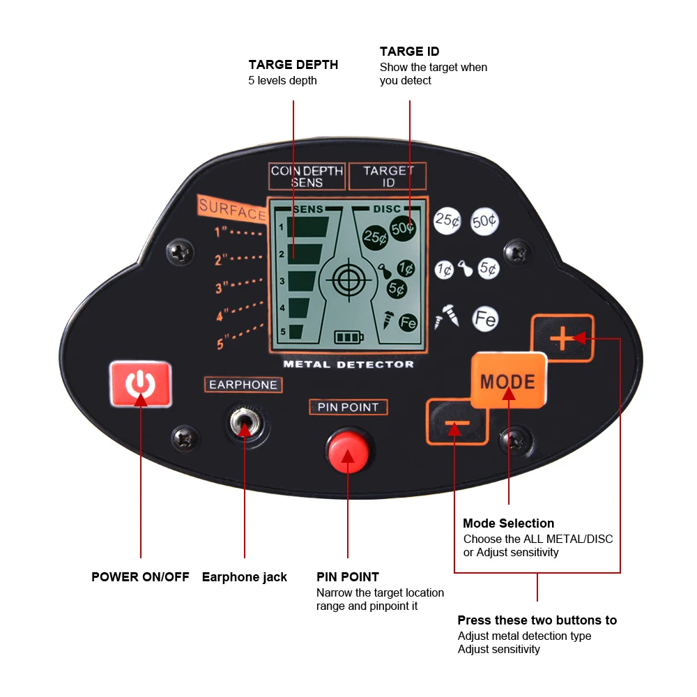 MD-5030 good quality and high sensitivity gold metal detector pinpoint metal detector/Underground Depth Scanner Search