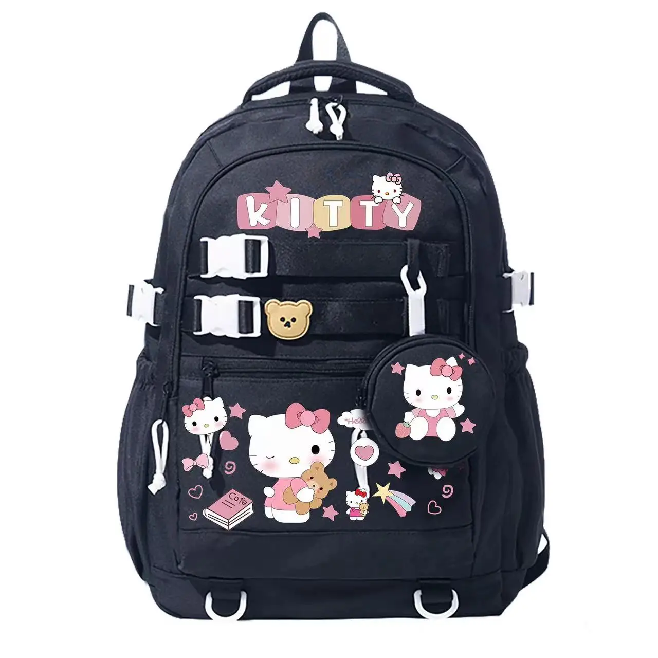 Anime Hello Kitty Cinnamoroll Kuromi Backpacks for Children Kawaii Toys Backpack Mochilas Aestethic Bag Student Campus