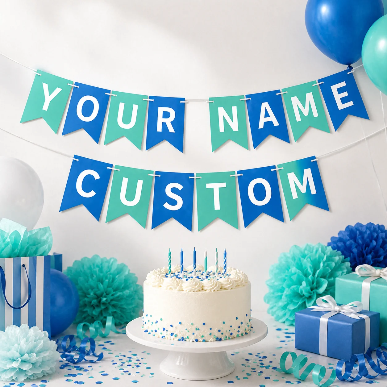 Baby Food Age - 5/10/15/20/30/40pc Custom Birthday Banner Custom Name