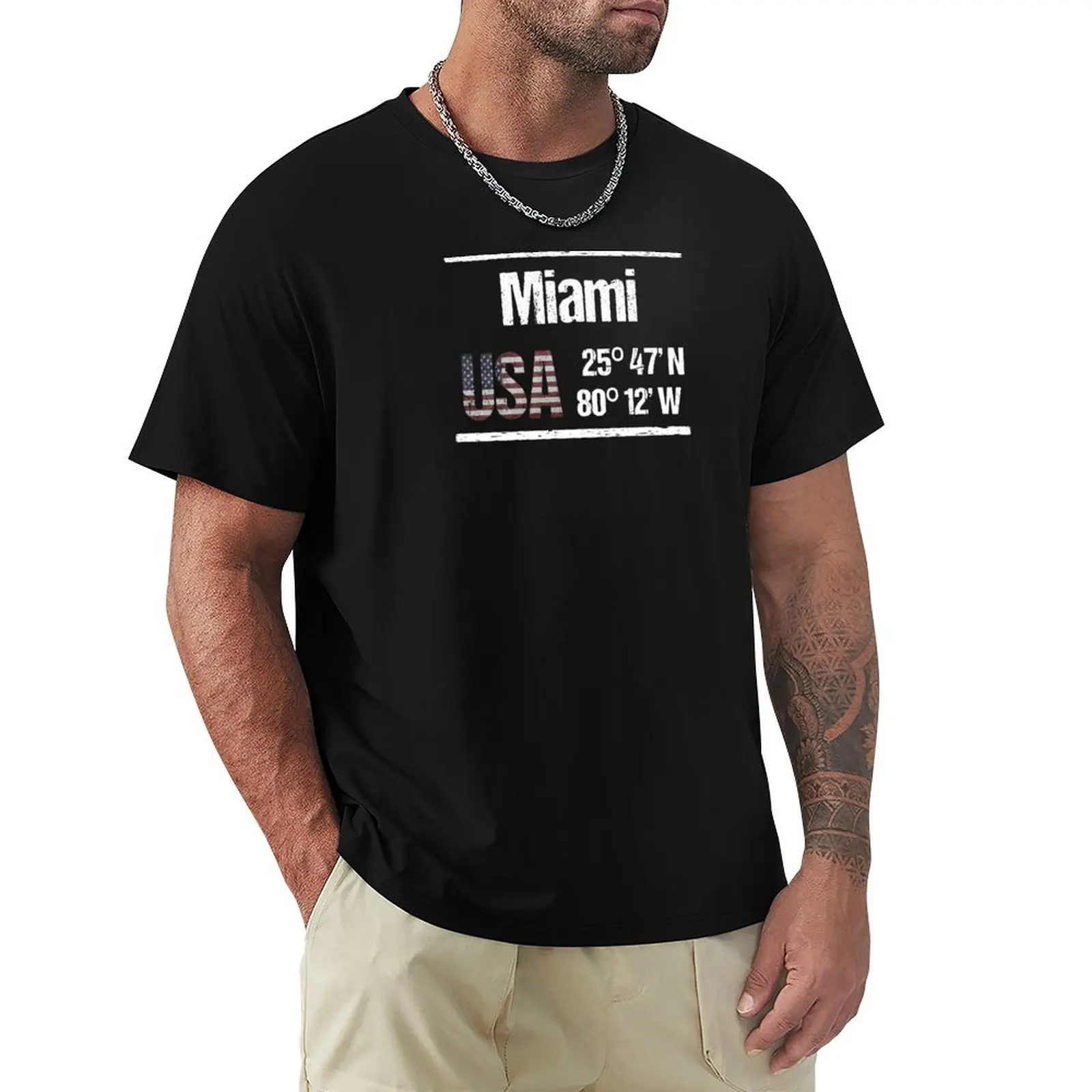 

Miami USA Coordinates T-Shirt summer tops tees custom shirt big and tall t shirts for men