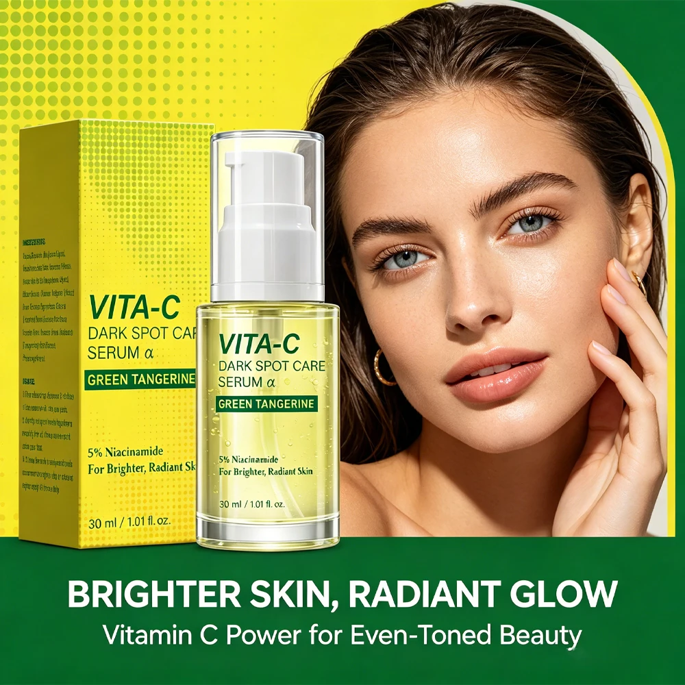 Sérum de Vitamina C de Tangerina Verde com Niacinamida, Ajuda a Melhorar a Pele Opaca para uma Pele Radiante, Cuidados com a Pele Coreana, 30ml