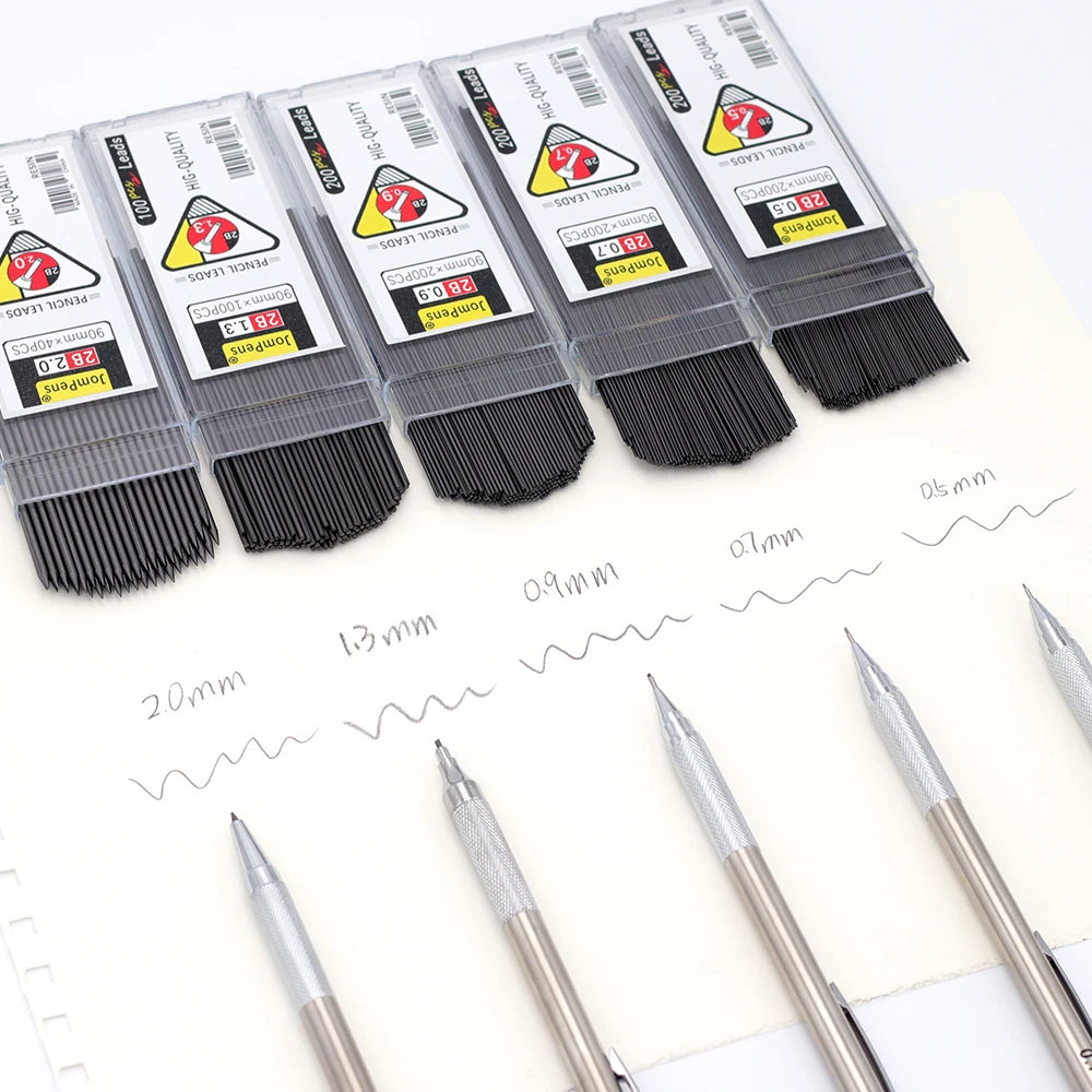 0,5 0,7 0,9 1,3 2,0mm Großvolumige Schwarze Automatische Bleistiftmine für Skizzieren, Malen und Schreiben, Schreibwaren, Glatt Schreibend – Detail 2