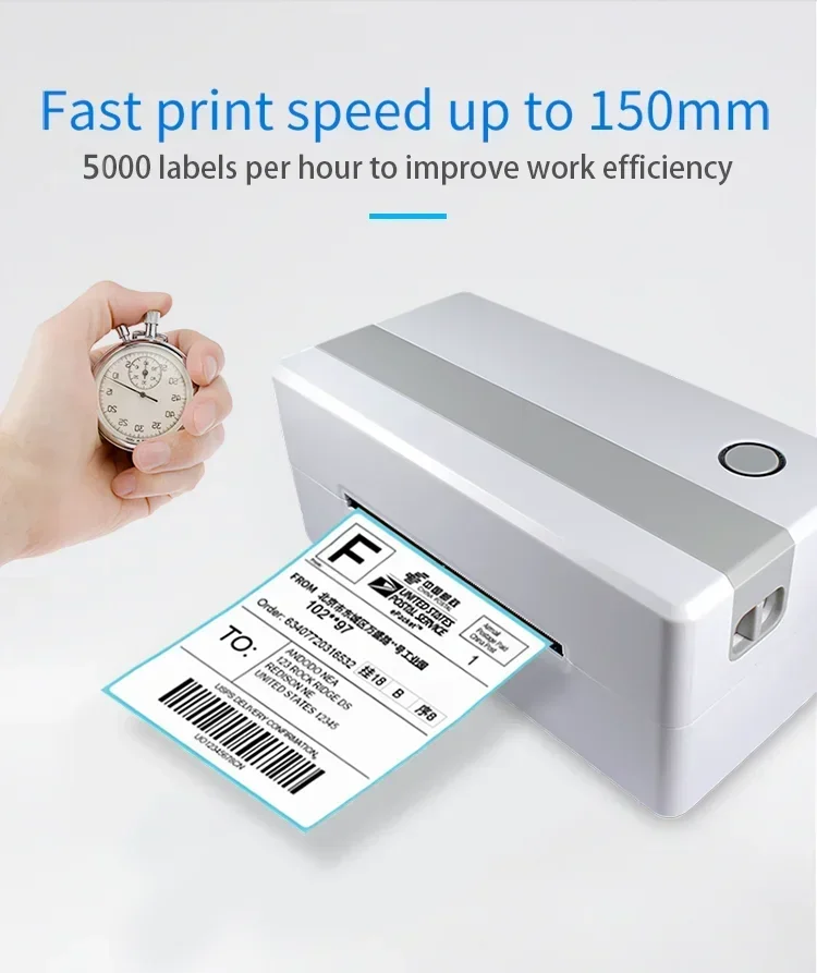 120mm Shipping Label Printer Direct Thermal High Speed USB Sticker Printer Waybill Printer