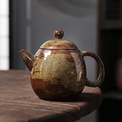 Vintage Teapot Handmade Glazed Ceramic Kung Fu Tea Set Office Teapot Chinese Retro Pottery Tea Ceremony Teaware Accessories