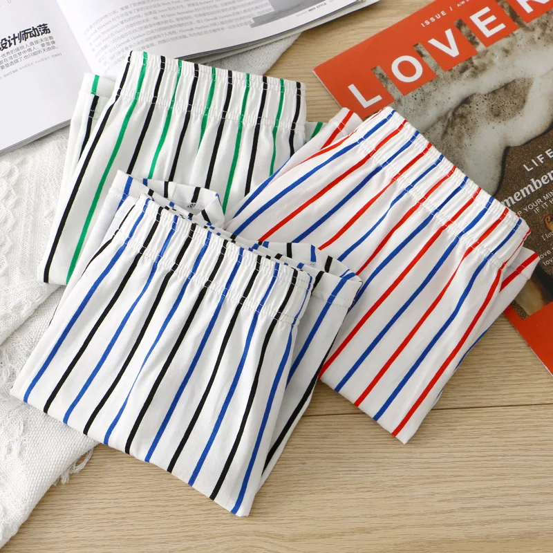 Men Boxer Shorts Cotton Men Underwear Personalized Stripesp Panties Large Size Sports Four Corner Loose Fitting Flat Corner Pant