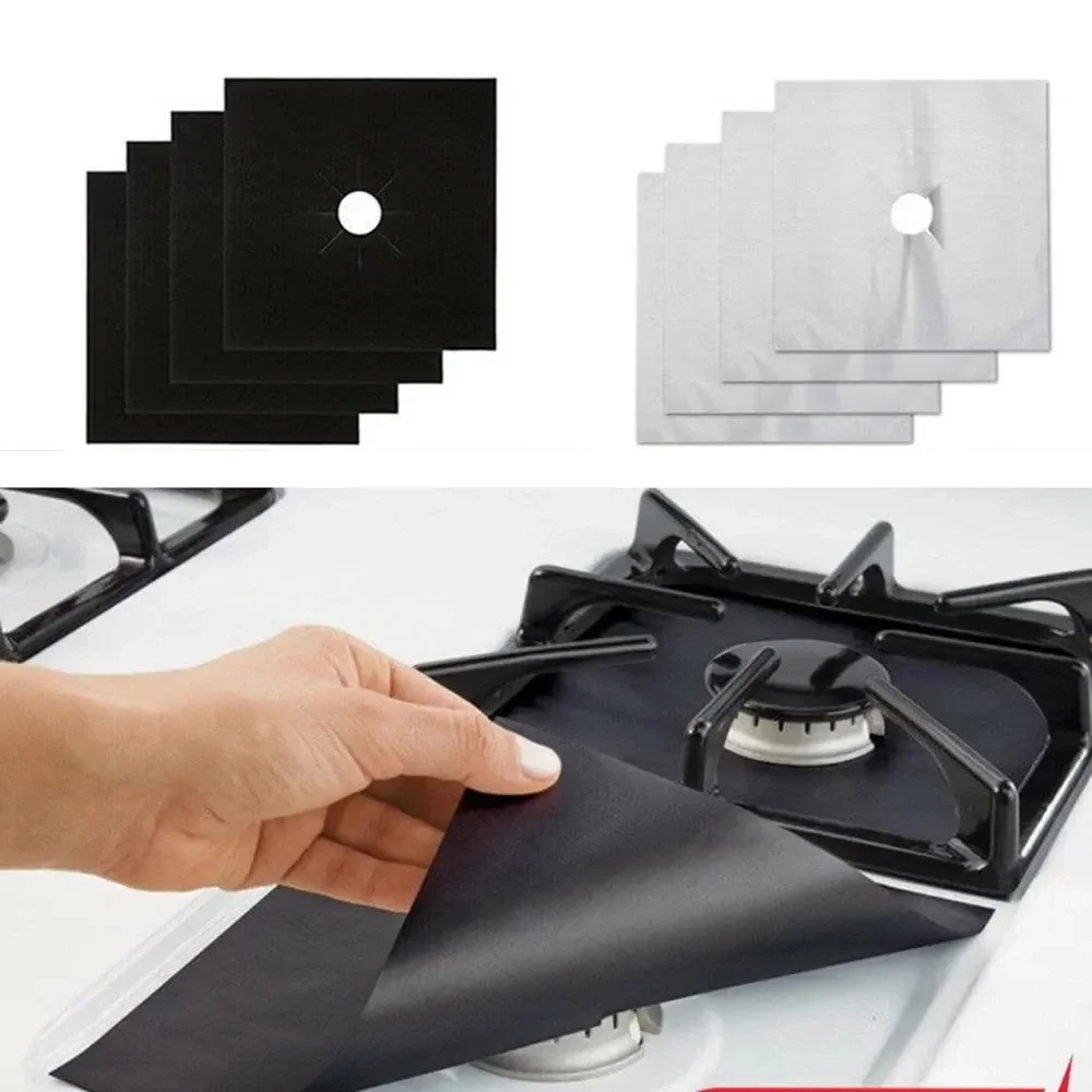 1-12pcs Gas Stove Protector Cooker Cover Liner Clean Mat Pad Reusable Oil-proof Gas Stove Stovetop Protector Cookware Accessorie