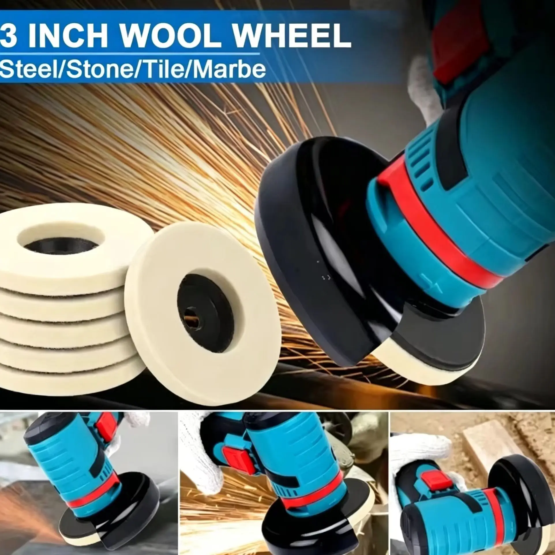 5/10pcs 75mm Wool Polishing Wheel Polishing Pads Angle Grinder Wheel Felt Polishing Disc for Metal Marble Glass Ceramic