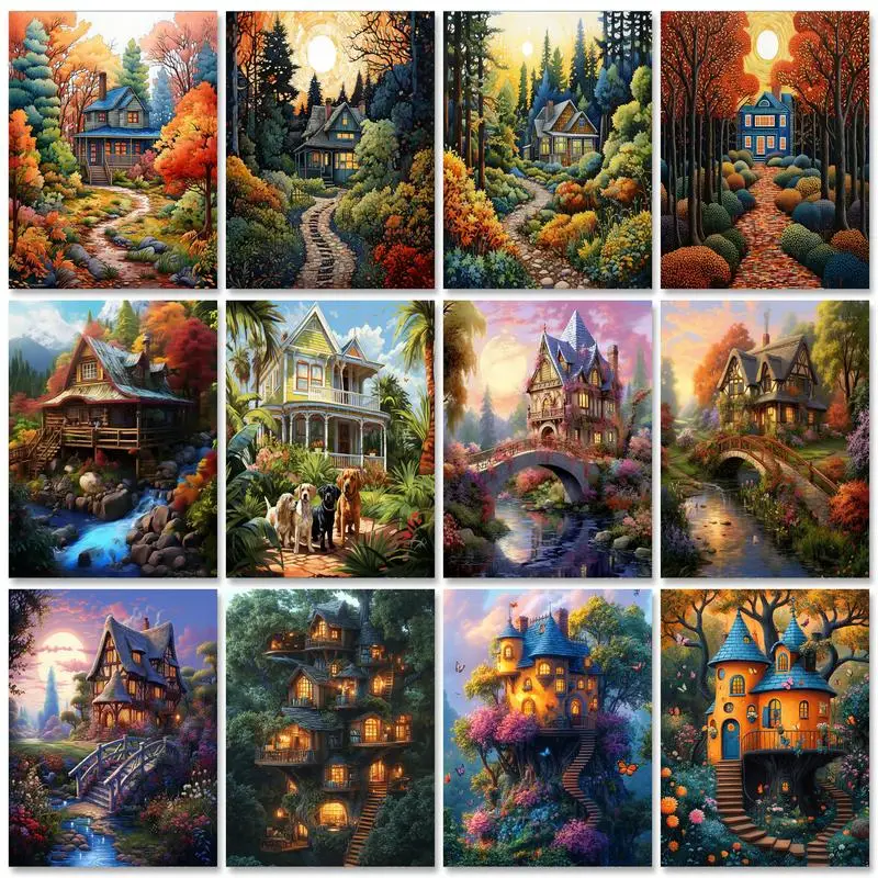 

GATYZTORY Modern Painting By Numbers Handicrafts Forest Landscape Number Painting On Canvas For Adults Diy Gift Wall Art Simple