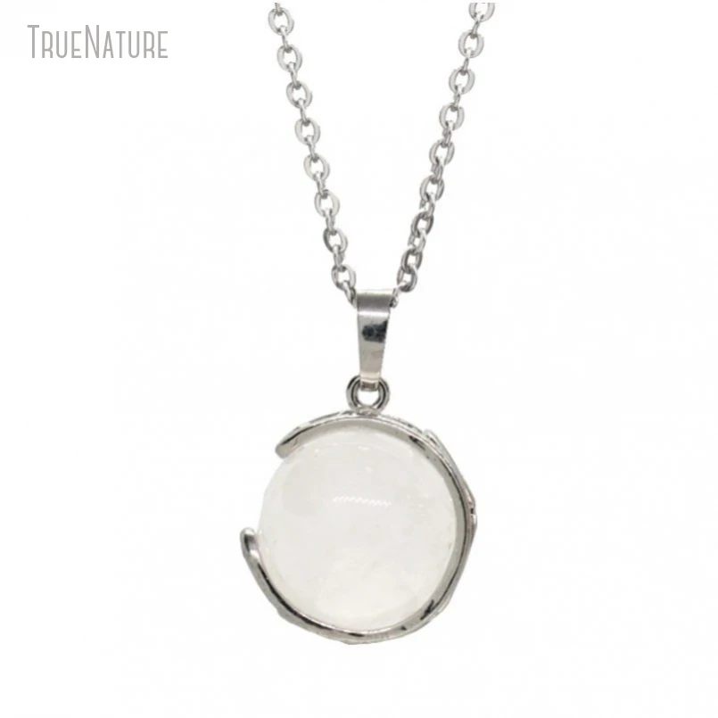 

5Pcs Wholesale Silver Color Copper Clear Crystal Chain Jewelry Round Coin Shape Circle Necklace NM48581