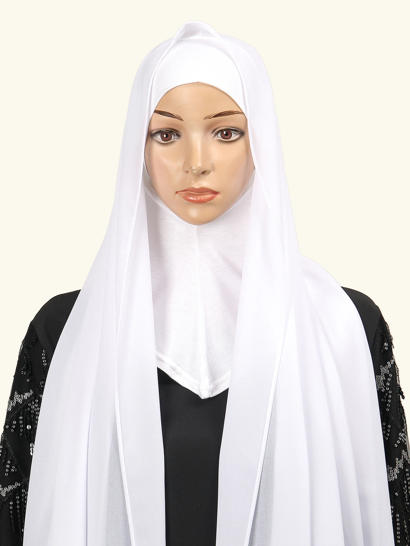 Hijab Chiffon com Undercap Correspondência para Mulheres, Cachecol Sobre o Pescoço, Lenço Xale, Tampas Interiores, Hijabs Muçulmanos, 1 Set, New