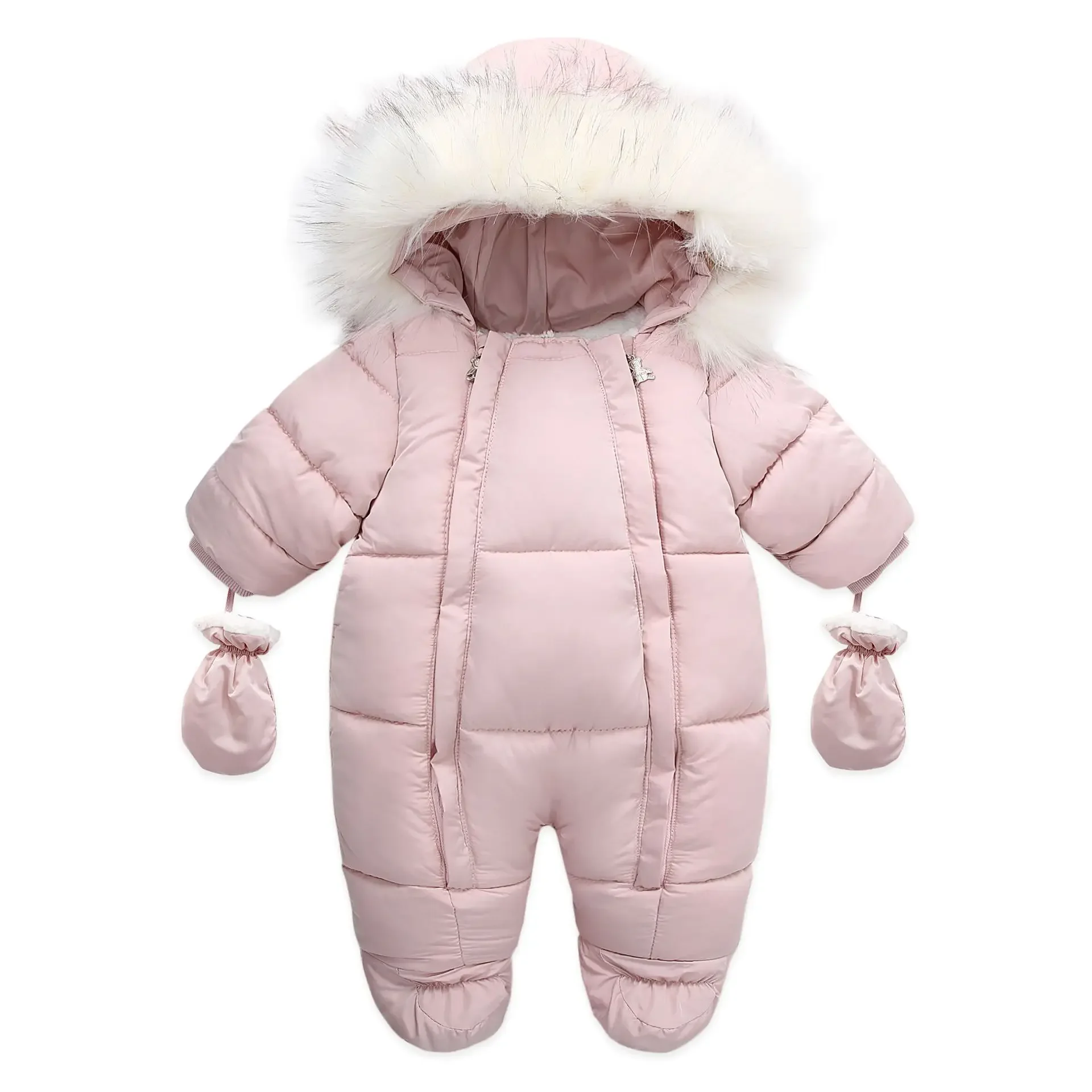 

2025 New Winter Baby Rompers Thick Warm Infant Hooded Inside Fleece Jumpsuit Newborn Boy Girl Overalls Toddler Clothing Set