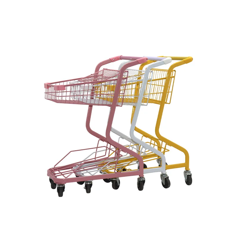 

Korean Internet Celebrity Supermarket Double Layer Shopping Cart Snack Shop Grab Doll Shop Jewelry Store Flower