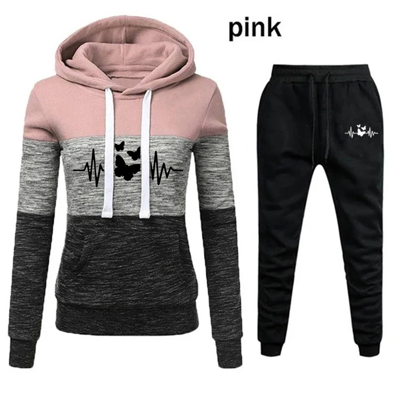 Spring Autumn Women's Tracksuit Printed 2 Piece Set Hoodies and Sweatpants Causal Ladies Sportswear Fashion Sweatshirt Suit