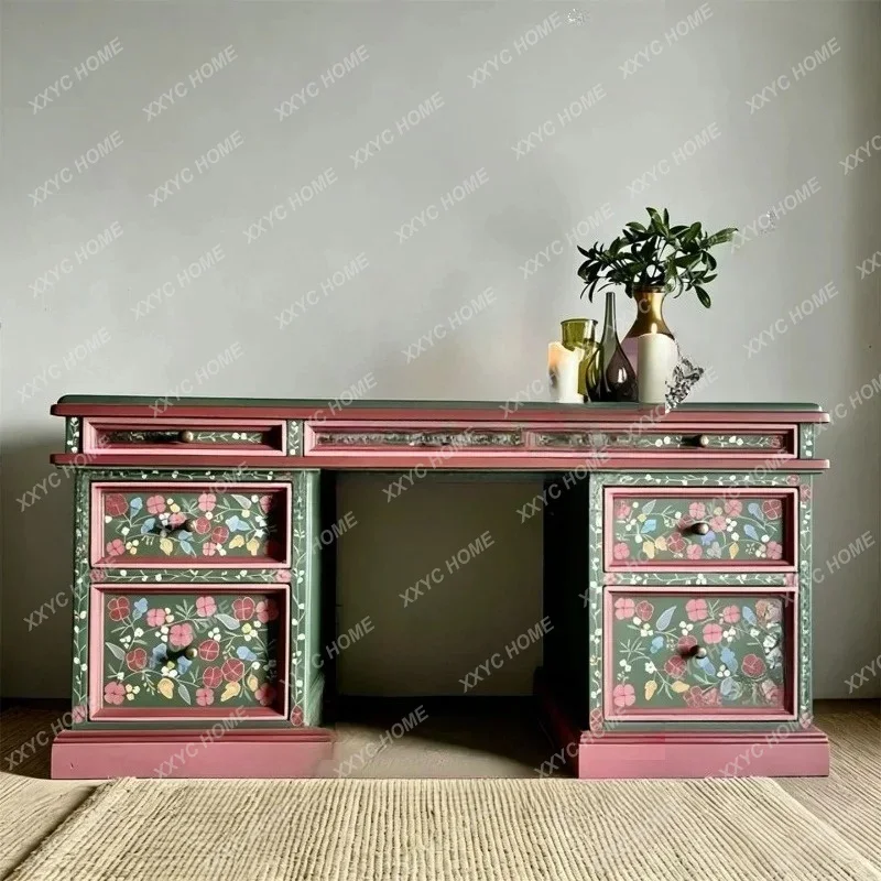 solid wood desk multifunctional dresser rural storage