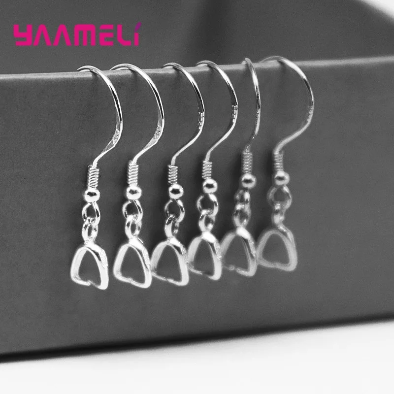 Handmade Jewelry Findings Componentes, Conector de Bail, Fecho para Brincos, 925 Sterling Silver, Atacado, 50Pcs por lote