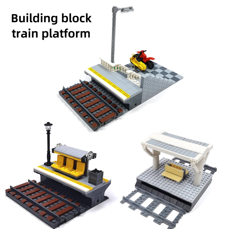 

Flexible City Train Aisle Cross track Accessories Set Trains Rail Track Railway Model Traffic Signal Lamps Compatible All Brands