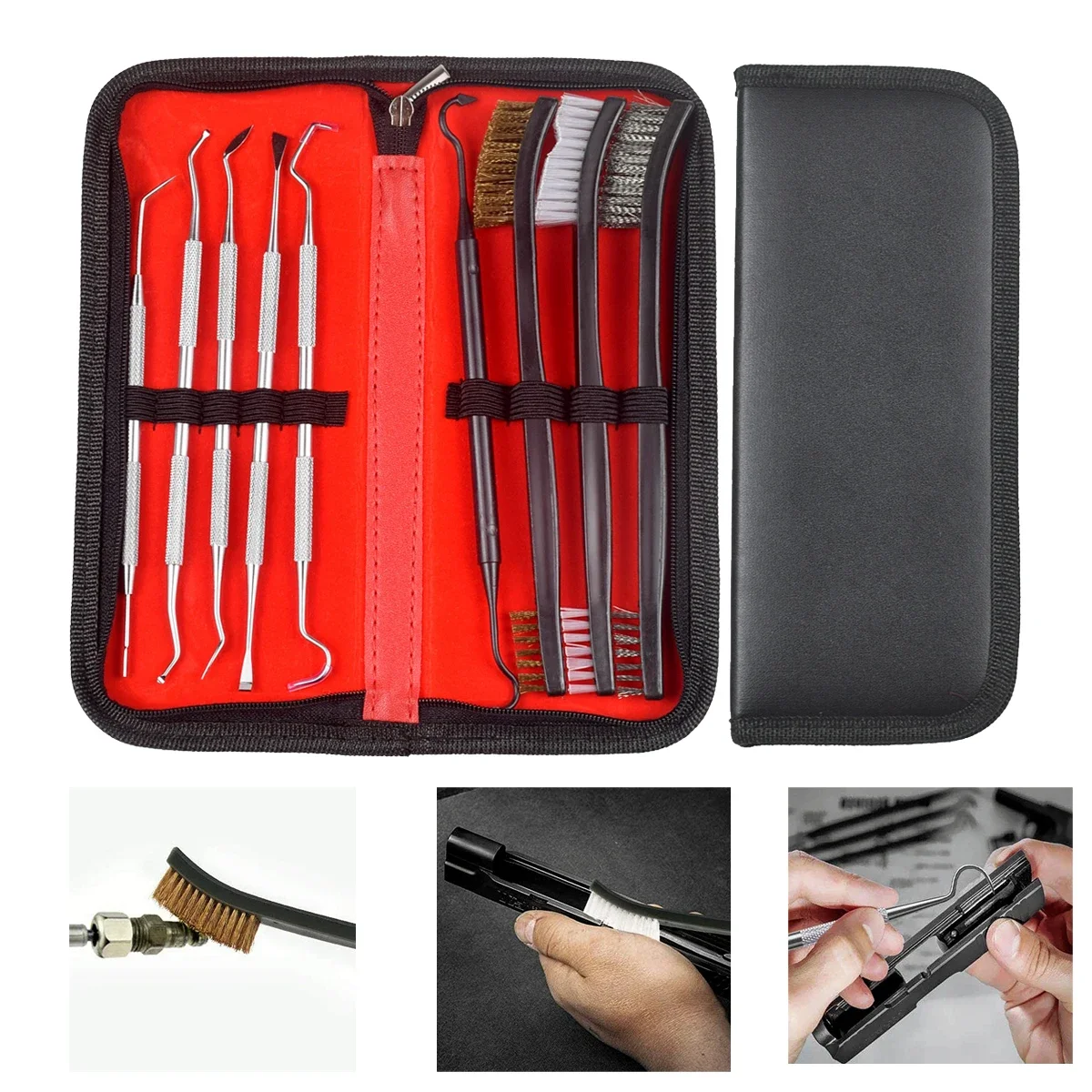 

9 шт./компл., набор для чистки оружия, универсальный набор для чистки охотничьего оружия, щетка, набор для чистки пистолета, инструмент для пистолета