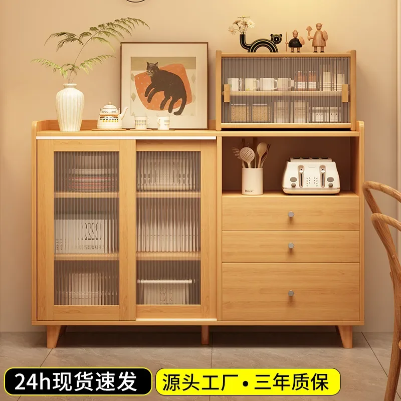 Solid Wood Dining Side Kitchen Storage  Wall Mounted All Solid Wood Tea Buffet Cabinet for Living Room