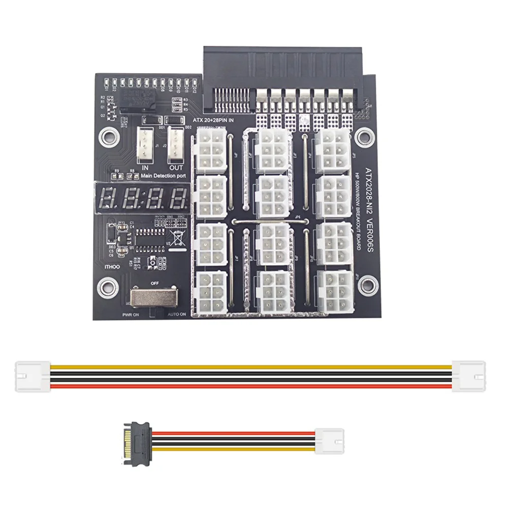 Mining Breakout Board 12 Port 6Pin Connector Power Module for 500W 800W 1400W 1600W PSU for GPU Graphics Card