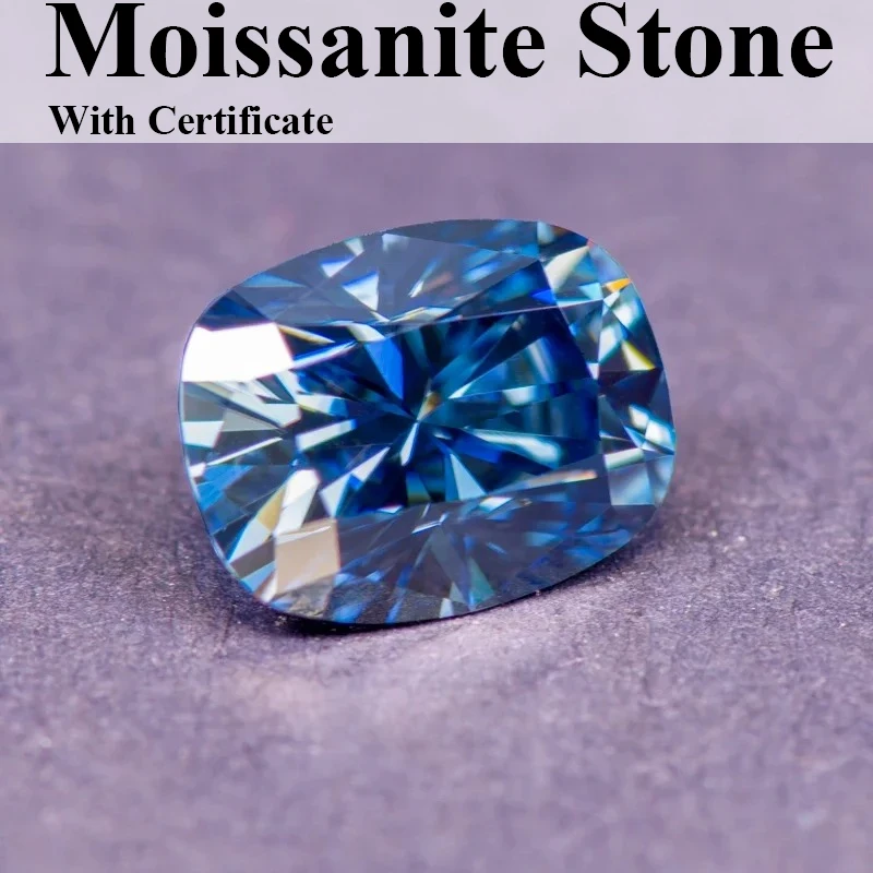 

Муассанит камень прямоугольная подушка огранки натуральный королевский синий цвет DIY усовершенствованные ювелирные изделия кольца изготовление сережек с сертификатом