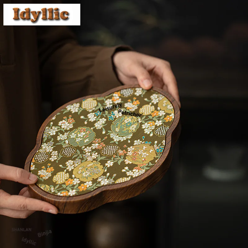 

Парчовый поднос для чая Begonia, поднос для десерта, конфет, доска для хранения кофе, органайзер для столовых приборов, посуда для сервировки, украшение посуды, подарок