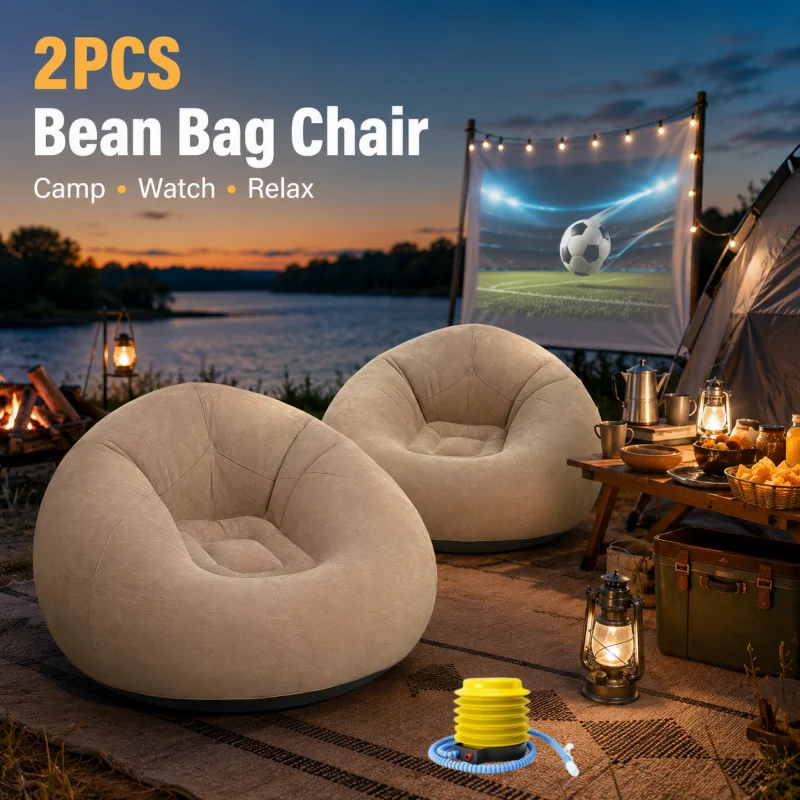 Outdoor Furniture Durable - 2-Piece Inflatable Bean Bag Set with