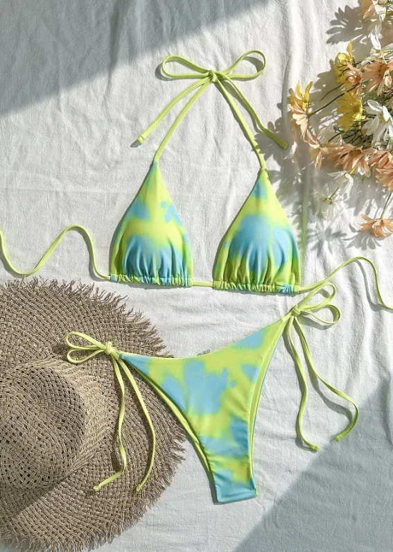 2026 European & American Women's Bikinis: Sexy Split Design with Leopard Print, Solid Color & Triangle Pouch
