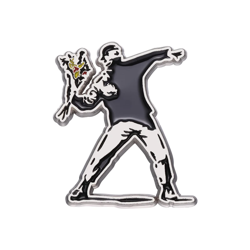 Klassische Banksy Art Design Collection Brosche Emaille Pin Blumenwerfer Junge Roter Ballon Mädchen Abzeichen Dekoration Revers Schmuck Geschenk