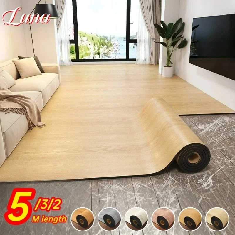 

Faux Wood Grain Floor Sticker Wallpapers for Living Room Thickened Waterproof Peel and Stick Wallpaper Home Decor Renovation