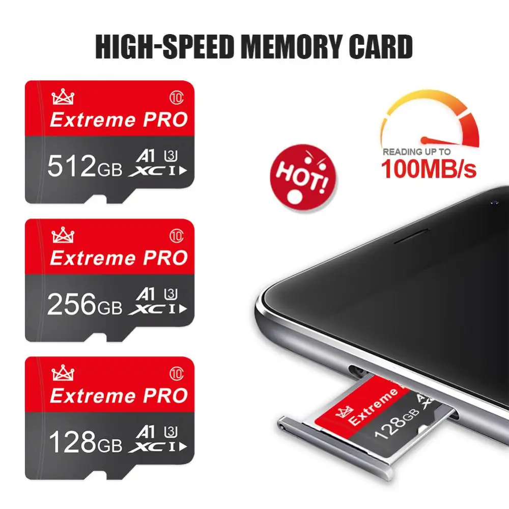 대용량 메모리 SD 카드 2TB 1TB 512GB 256GB SD 마이크로 메모리 카드 128GB 고속 SD/TF 플래시 카드 스마트 폰/카메라