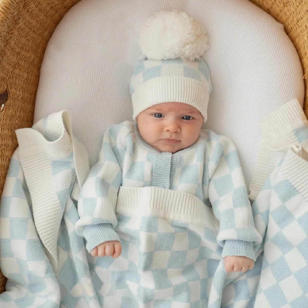 2026 Autumn Winter New Baby Long Sleeve Knitted Romper Infant Boy Girl Plaid Sweater Jumpsuit Newborn Warm Clothes 0-24M
