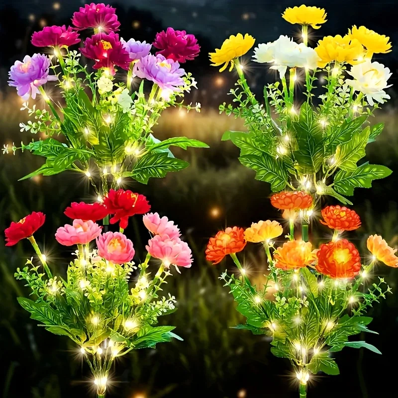 

Солнечные цветочные фонари для улицы, IP65, водонепроницаемые садовые фонари со снежным лотосом для праздничного патио, двора, дорожки и ландшафтного украшения