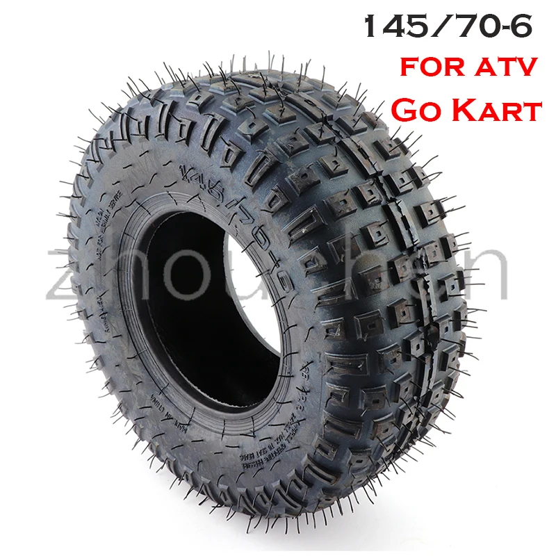 6 Inch ATV Tubeless Tire 145/70-6 Tire Four Wheel Vehcile for 50cc 70 90 110cc 125cc Go Kart Kids Quad Dirt Bike Buggy ATV Buggy