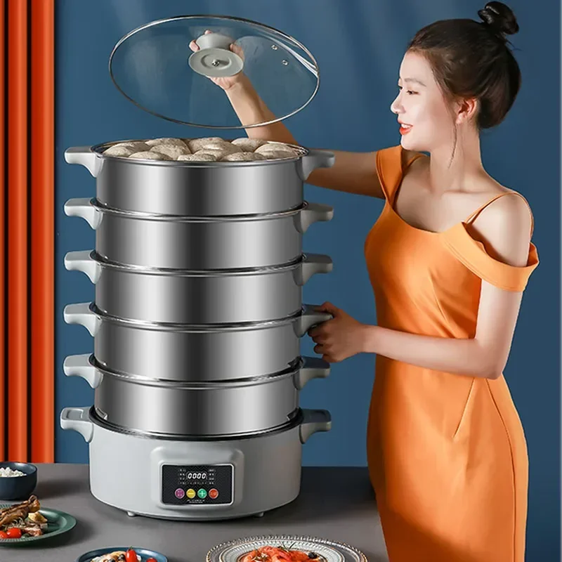 جديد مُبخّر من الفولاذ المقاوم للصدأ المنزلية اضافية كبيرة على البخار وعاء السمك على البخار الكعك باخرة درج ثلاثة طبقة سعة كبيرة 40 سنتيمتر