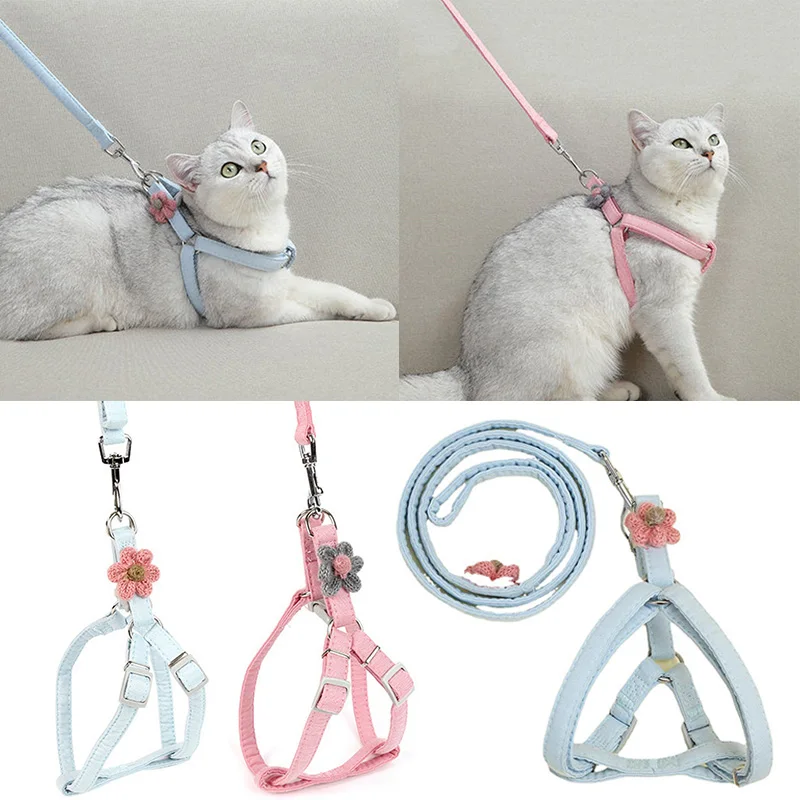 Adjustable Dog Harness And Leash Set Nylon Dog Leash Anti-strike Blue Pink Dog Collar Leash For Small Dogs Puppy Adjustable